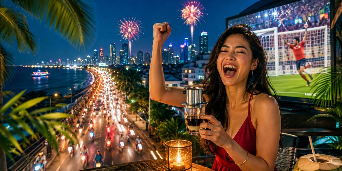 Người dùng tại TP.HCM uống cà phê và thưởng thức giải trí casino trực tuyến buổi sáng