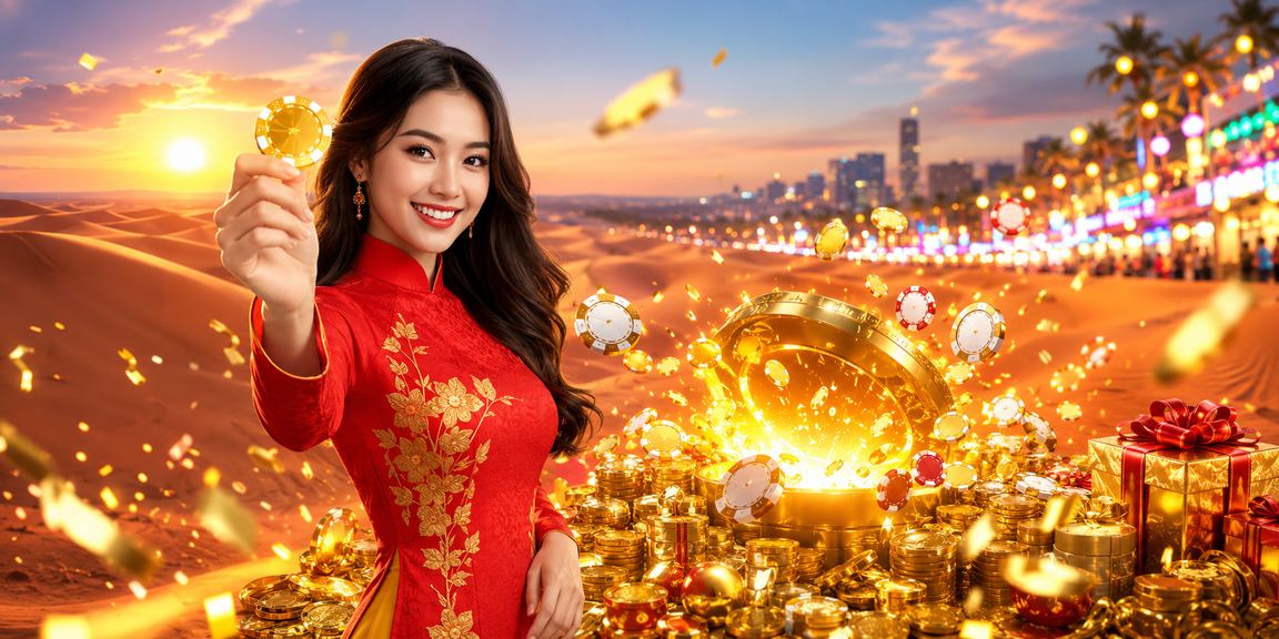 Người phụ nữ mặc áo dài tại Mũi Né tham gia cá cược và giải trí trực tuyến trên bãi biển